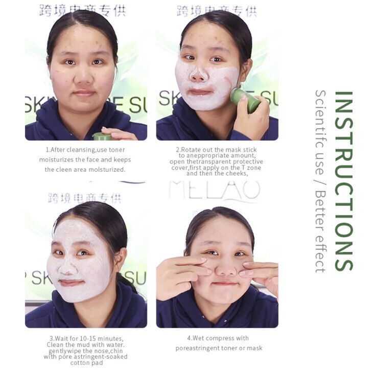 Green Tea Purifying Clay Stick Mask Grün Tee Oil-Control Anti-Acne Fine Solid